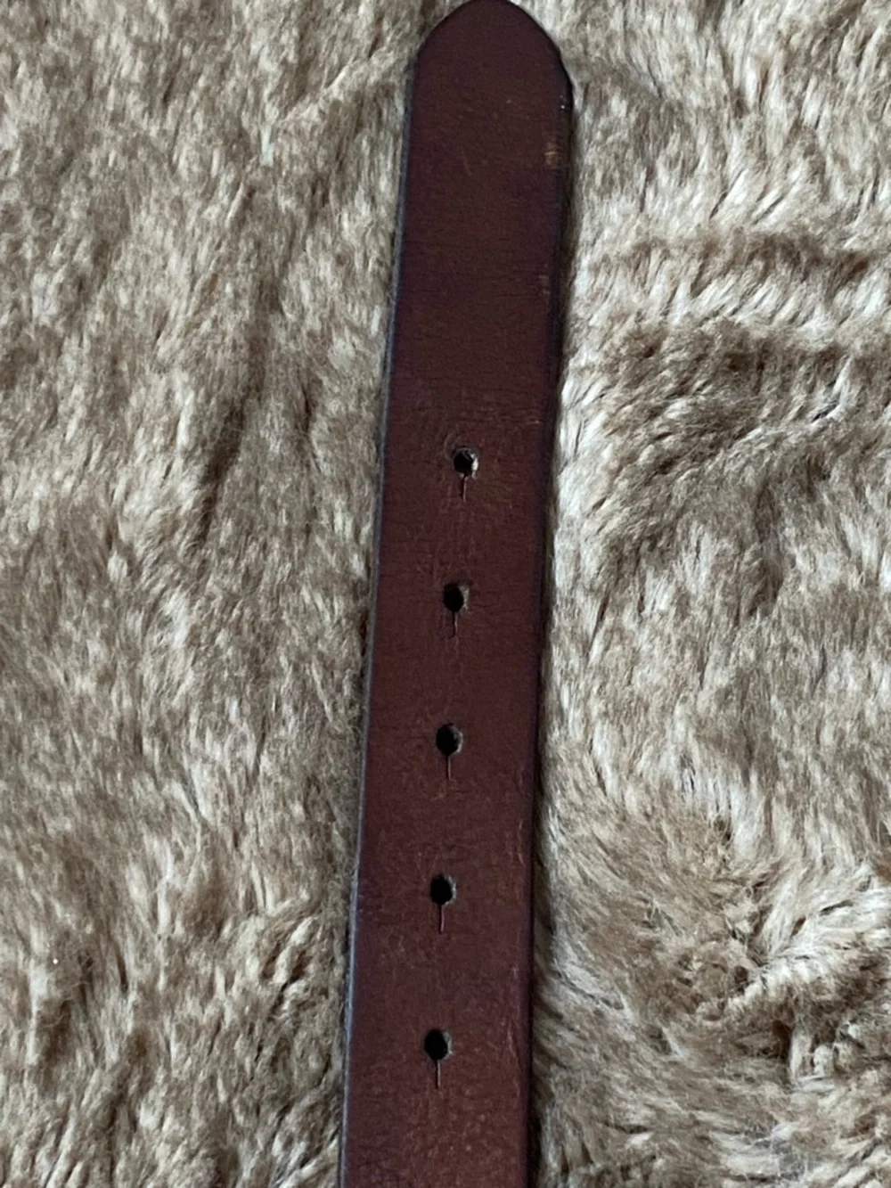 Lauren Ralph Lauren Brown Leather Belt with Ornate Brass‑Tone Crest Buckle - Picture 3 of 5